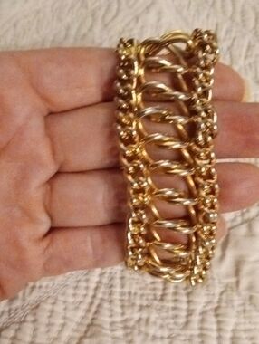 Source Unknown Shiny Gold Double-Row Link Bracelet